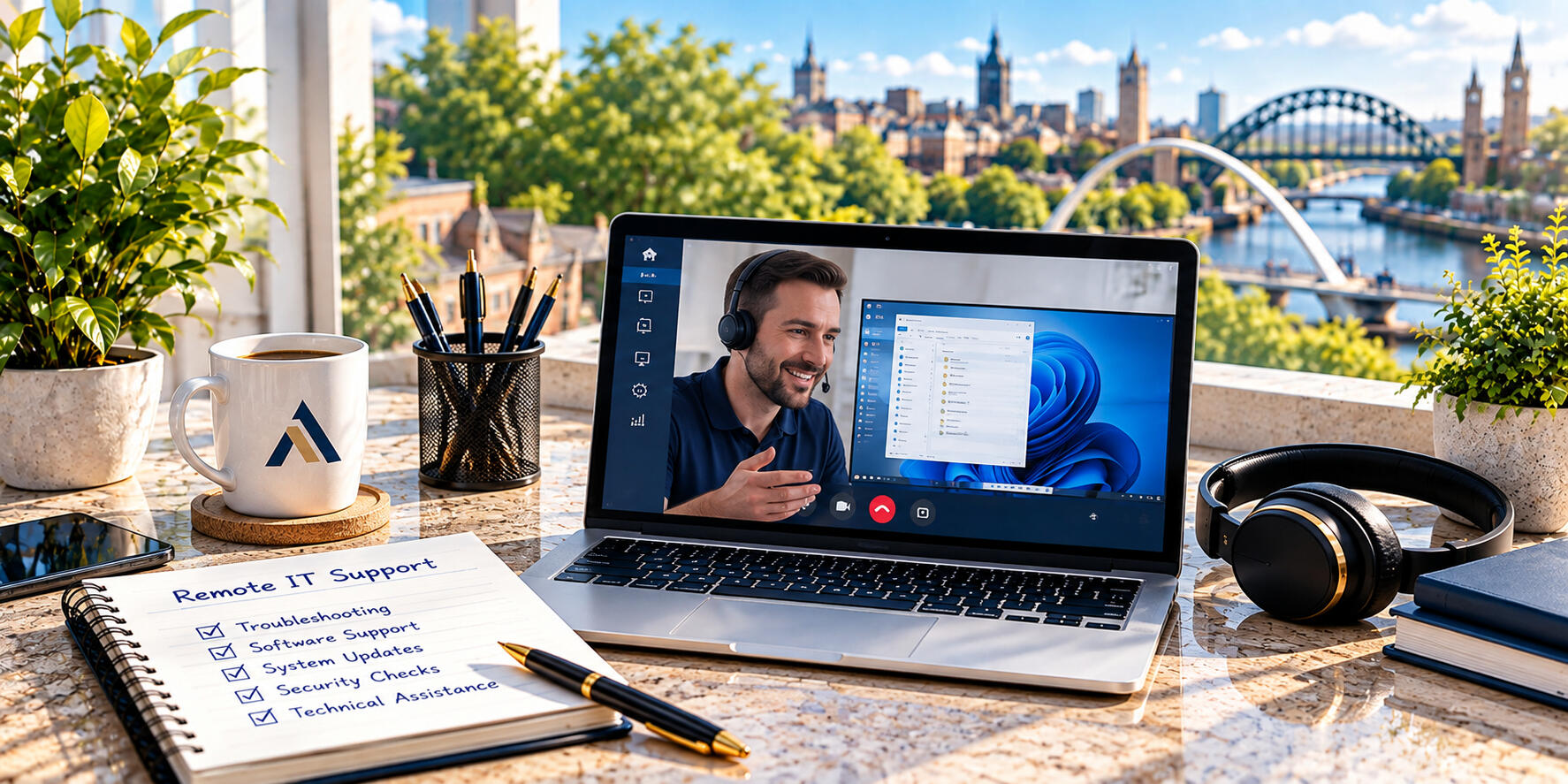 Remote IT Support – Peter Angel IT specialist providing remote technical assistance through a computer to represent efficient troubleshooting and business IT support.