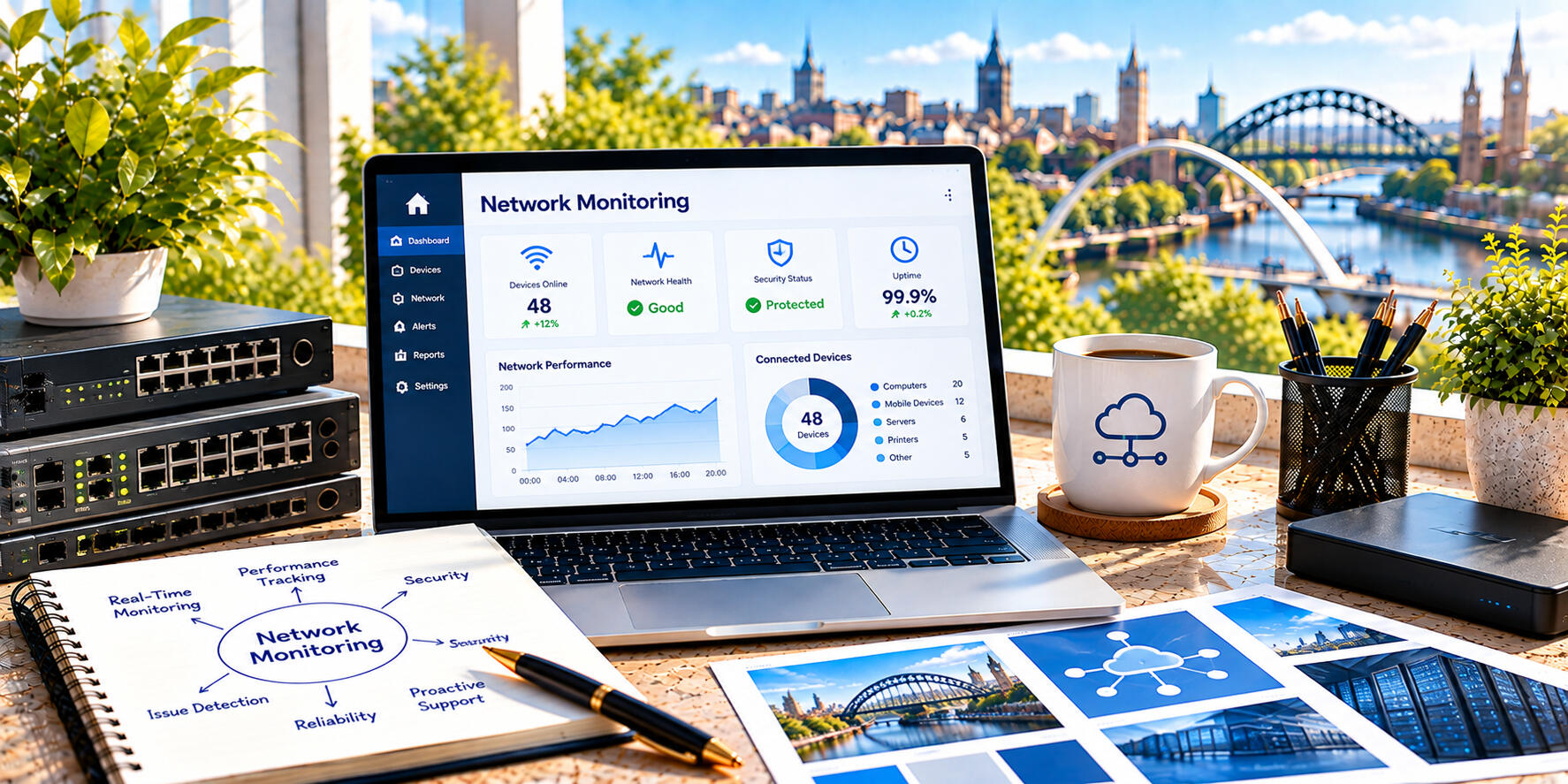 Laptop displaying cloud technology and digital files to represent secure cloud solutions for businesses.